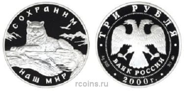 3 рубля 2000 года Снежный барс - 