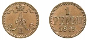 1 пенни 1869 года
