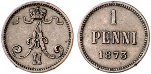 1 пенни 1873 года - Медь