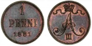 1 пенни 1881 года - Медь