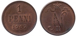 1 пенни 1907 года - Медь