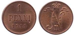 1 пенни 1911 года - Медь