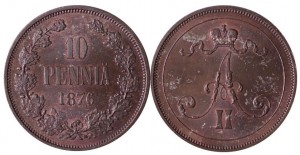 10 пенни 1876 года - Медь