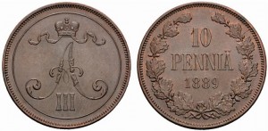 10 пенни 1889 года - Медь