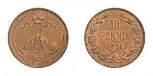 10 пенни 1891 года - Медь