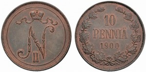 10 пенни 1900 года - Медь