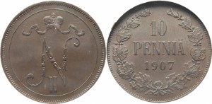 10 пенни 1907 года - Медь
