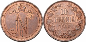 10 пенни 1910 года - Медь
