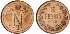 10 пенни 1915 года - Медь