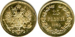 25 пенни 1890 года - Серебро