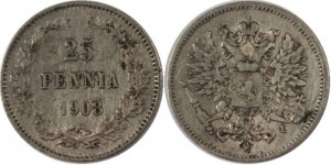 25 пенни 1908 года - Серебро