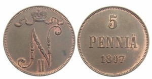 5 пенни 1897 года - Медь