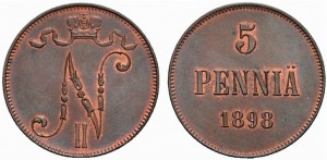 5 пенни 1898 года - Медь
