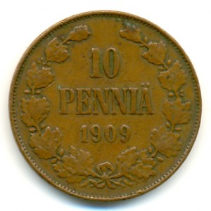 10 пенни 1909 года - Медь